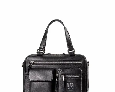 фото Черная кожаная сумка Женева Спорт TJ COLLECTION YH 5220810 BLK