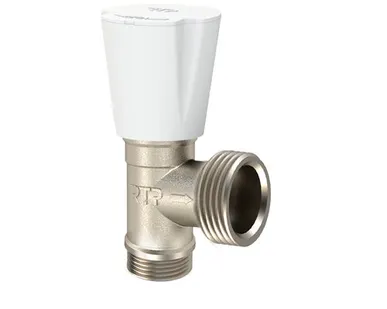 фото Вентиль угловой, латунь 1/2"х1/2", индивидуальная упаковка, никель, РТП