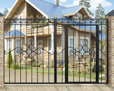 фото Ворота распашные &quot;Дачные&quot; со встроенной калиткой 3096*2100 мм., 55 кг.