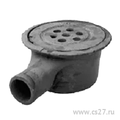 фото Трап чугунный горизонтальный 50 квадратный, круглый