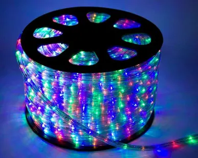 фото Шнур светодиодный Дюралайт свечение с динамикой 3W 220В 3.4Вт/м d13мм (уп.100м) IP44 мультиколор Космос KOC-DL-3W13-RGB