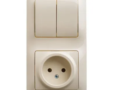 фото Блок комбинированный GLOSSA розетка + выкл. 2-кл. беж. SchE GSL000272
