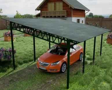 фото Односкатный навес №31 из гибкой черепицы 4,9х6,25 м