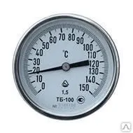 Фото №0 Термометр биметалл. ТБ-100 (осевой) д 50 мм от 0оС до +150оС, L128 мм