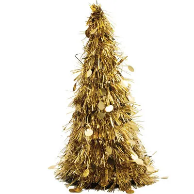 Фото №0 Елка мишура настольная золотая 26см