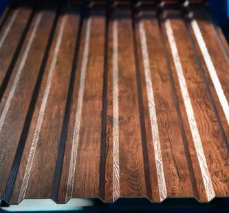 фото Профлист С-10 под дерево / античный дуб / 0.45 мм. - Античный дуб - Глянцевая - с ЛКП - Второй - С-10 - Стандартные - Розница