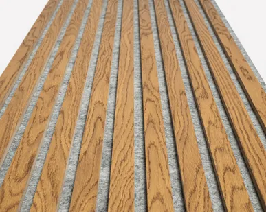 фото Акустическая реечная панель – Дуб Бурбон, шпон - Серый - 3190 мм - Целая