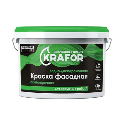 Фото №0 Краска в/д фасадная особопрочная 1,5 кг "krafor"