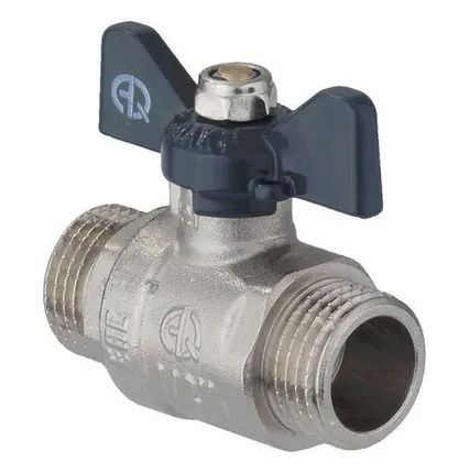 Фото №0 Кран шаровой 1/2 дюйма, рукоятка бабочка, резьба наружная Aqualink 02336