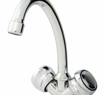 фото Смеситель Омега елочка кранбукса 1/2 керамика, мах. крест (крепление под шпильку,без подводки), арт.3306-1