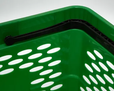 фото Корзина покупательская пластиковая 20л, цвет - зеленый, 2 ручки