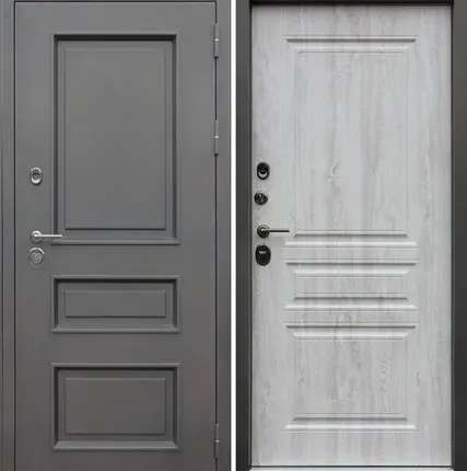 Фото №0 Входная дверь ТЕРМО Аляска муар коричневый-сосна белая АСД