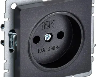 фото Розетка BRITE РС10-1-0-БрЧ 10А без заземл. без защ. шторок черн. IEK BR-R10-10-K02