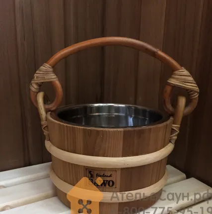 Фото №1 Ведро для бани Sawo 321-МD (кедр, 2 л, со вставкой из нержавейки)