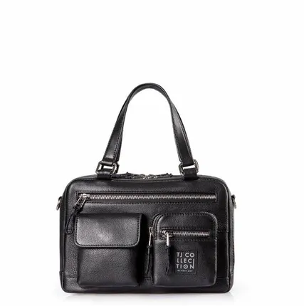 Фото №0 Черная кожаная сумка Женева Спорт TJ COLLECTION YH 5220810 BLK