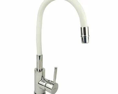 фото Смеситель для кухни GrossAqua Colorflex, с гибким изливом, белый (3241508W)