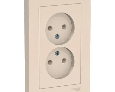 фото Розетка 2-м СП AtlasDesign 16А IP20 без заземл. в сборе беж. SE ATN000220