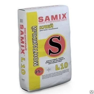 Фото №0 Клей для укладки пено- газоблоков SAMIX L10 (Монтажный)