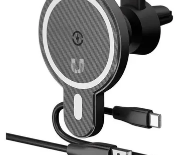 фото Автомобильный держатель магнитный с беспроводной зарядкой Uzay