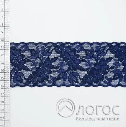 Фото №0 Кружево стрейч гипюр 1026 60 мм, т.синий