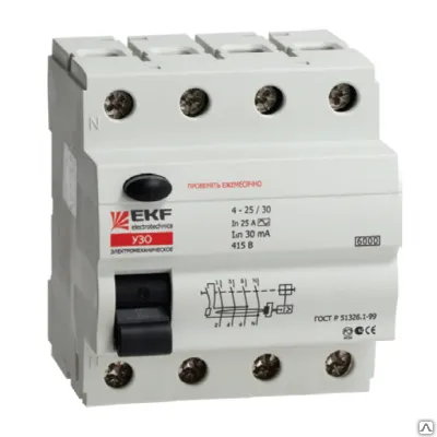 Фото №0 Устройство защитного отключения 4P 40А/300мА (электромеханическое) EKF