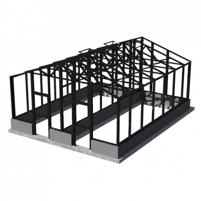 Фото №0 Теплица английская СУПЕР ЧЕЛСИ / Оранжерея 5,7х7,15 м, 2 отделения/ цвет Черный (RAL 9005)