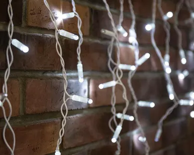 фото Гирлянда "Айсикл" (бахрома) 2.4х0.6м 88LED бел. эффект мерцания 5.5Вт 230В IP65 провод бел. Neon-Night 255-036