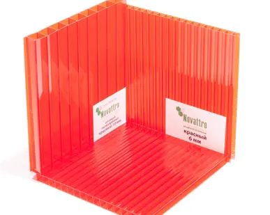 фото Сотовый поликарбонат 2100х6000х6мм (красный) Новаттро 1,2кг/м2