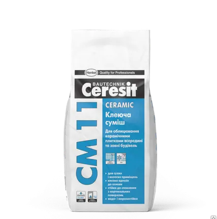 Фото №0 820989 КЛЕЙ ЦЕРЕЗИТ СМ11 Д/ПЛИТКИ 5кг (200 шт/пал)