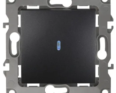 фото Механизм выключателя 1-кл. СП Эра12 10А IP20 12-1102-05 250В 10AX с подсветкой антрацит Эра Б0014637