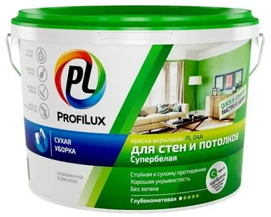 фото Краска акриловая Profilux PL- 04А глубокоматовая супербелый 14 кг