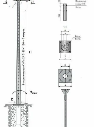 Фото №0 Опора граненая коническая квартальная ОГККВ-7,5С1