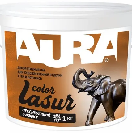 Фото №0 Лак AURA Лак для декоративной отделки AURA Lasur Color 1 кг полуматовый бесцветный