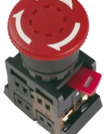 Фото №0 Кнопка AE-22 "Грибок" с фиксацией красный d22мм 240В 1з+1р ИЭК