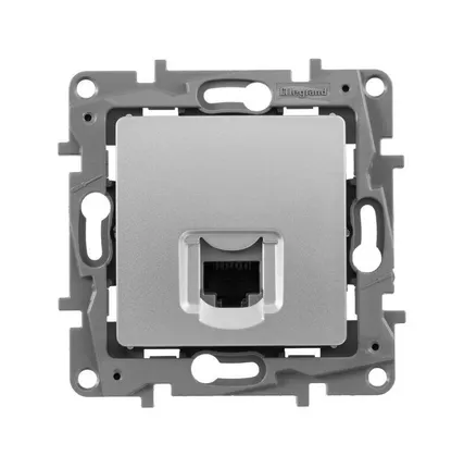 Фото №0 Механизм розетки информ. 1-м СП Etika RJ45 CAT.5E UTP алюм. Leg 672441