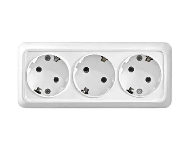 фото UNIVersal Розетка 3-м ОП Олимп 16А IP20 с/з белая 1161 UNIVersal