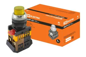 фото Кнопка ABLFP-22 желтый d22мм неон/230В 1з+1р TDM