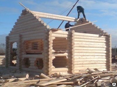 Фото №0 Сборка сруба из деревянного бруса и бревна