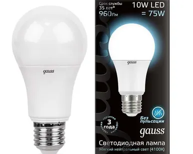 фото Лампа светодиодная Black A60 10Вт E27 4100К Gauss 102502210
