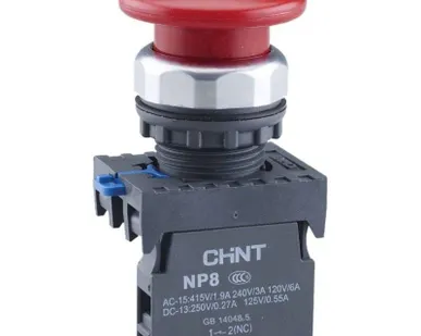 фото Кнопка "Грибок" d40мм с самовозвратом NP8-11M/14 красн. 1НО+1НЗ IP65 (R) CHINT 667265