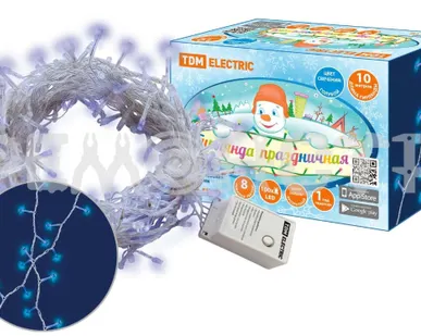 фото Гирлянда светодиодная СГ100Г10 10м, голубая, 8 реж., 250В TDM (1/60) П