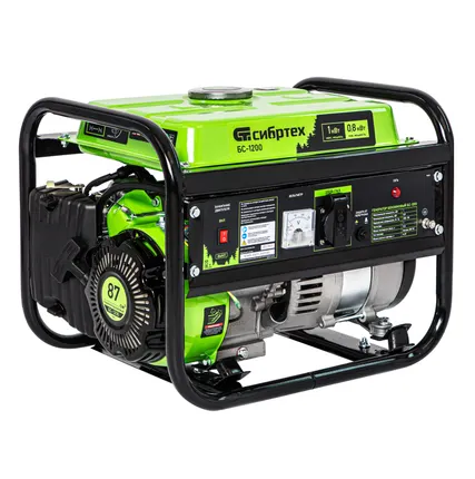 Фото №0 Генератор бензиновый БС-1200, 1 кВт, 230 В, четырехтактный, 5.5 л, ручной стартер Сибртех