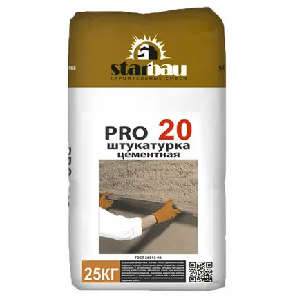 Фото №0 Штукатурка цементная StarBau PRO 20 25кг