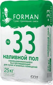 Фото №0 Наливной пол самовыравнивающийся быстротвердеющий ФОРМАН 33