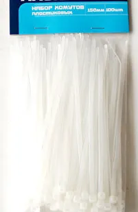 фото Хомут Kroft 150мм пластик.бел. 100шт 202013