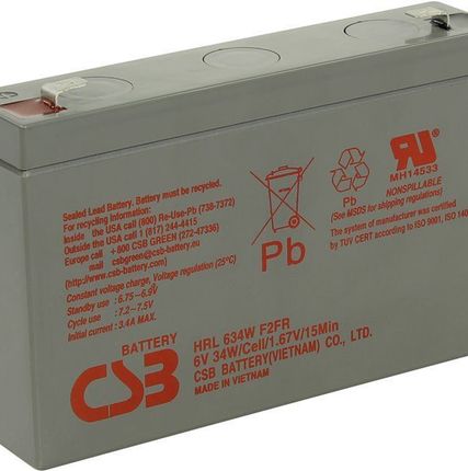 Фото №0 Аккумуляторная батарея CSB HRL634W (6В 9Ач)