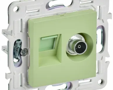 фото SKANDY Розетка двойная TV+RJ45 кат.5E SK-A14G мятный IEK