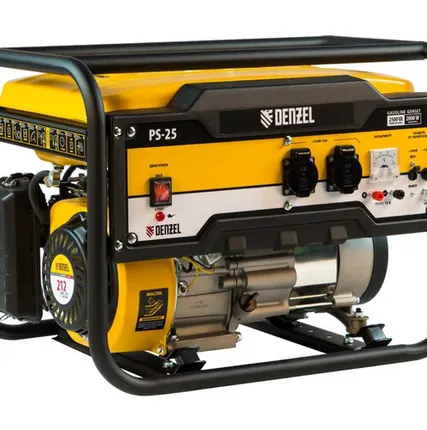 Фото №0 Генератор бензиновый PS 25, 2.5 кВт, 230 В, 15 л, ручной стартер Denzel