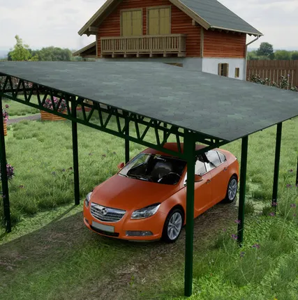 Фото №0 Односкатный навес №31 из гибкой черепицы 4,9х6,25 м