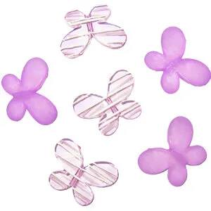 Фото №0 Декоративные бусины Мотылек сиреневые ассорти 3х2,2см 10шт